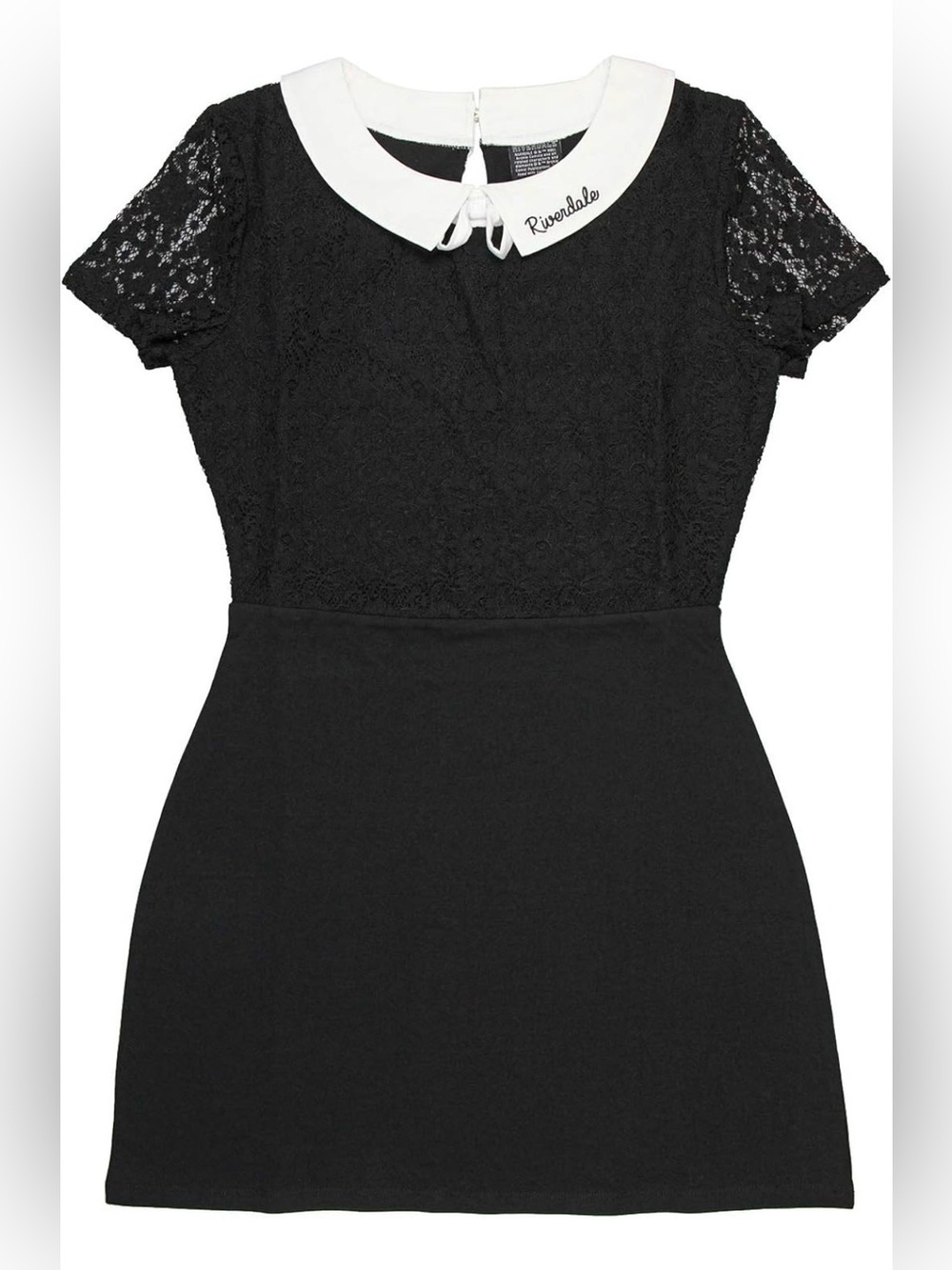 Riverdale Black Lace Mini Dress with Contrasting White Collar